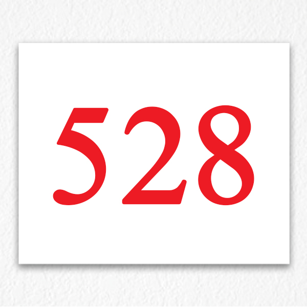 Floor Number Sign in Red Text