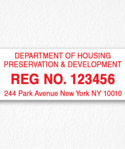 Registration Number Sign in Red Text