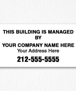 Building Management sign Black Text