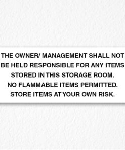Management not Responsible Sign Black Text
