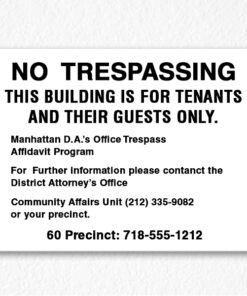 No Trespassing NYPD Black Text