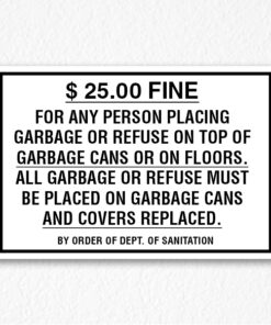 Sanitation Garbage Sign Black Text