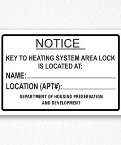 Key to Heating System Notice NYC in Black text