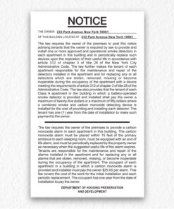 Smoke Detectors & Carbon Monoxide Notice NYC