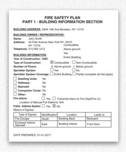 Building Fire Safety Plan Sign in Black Text