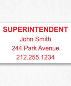 Building Superintendent Sign NYC in Red Text
