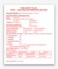 Building Fire Safety Plan Sign in Red Text