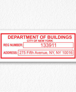 Department of Buildings Signs NYC in Red Text