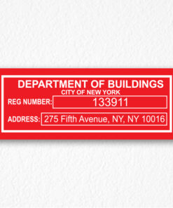 Department of Buildings Signs NYC in Red