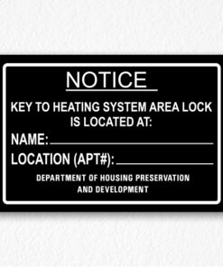 Key to Heating System Notice NYC in Black