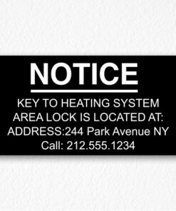 Key to Heating System Information Sign NYC in Black