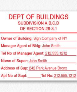 Department of Building Sign in Red Text