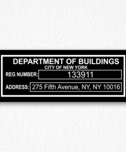 Department of Buildings Signs NYC in Black