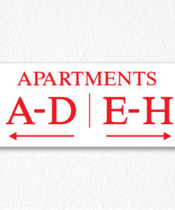 Apartment Number Directional Sign in Red Text