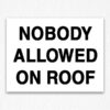 Nobody Allowed on Roof Sign in Black Text