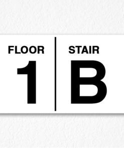 Floor Number and Stair Sign in Black Text