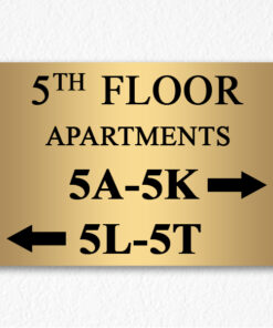 Floor Number and Apartment Directional Sign Brushed Aluminum