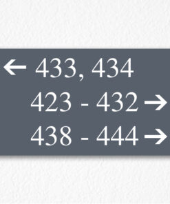Directional Room Number Sign in Gray