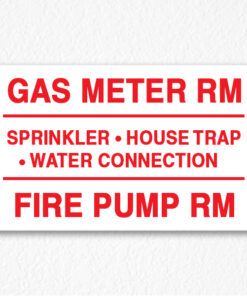 Gas Meter and Water Connection Room Sign In Red Text