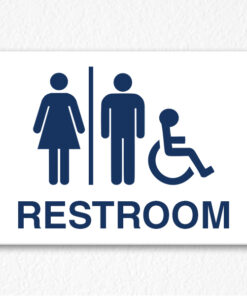 Restroom Sign with Icons in Blue