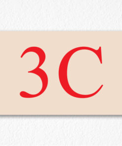 3C Room Number Sign in Red text