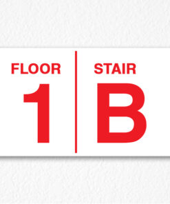 Floor Number and Stair Sign in Red Text