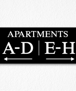 Apartment Number Directional Sign in Black