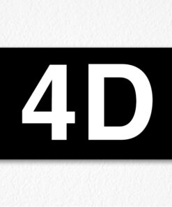4D Room Number Sign in Black
