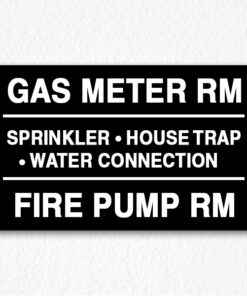 Gas Meter and Water Connection Room Sign on Black
