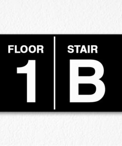 Floor Number and Stair Sign in Black