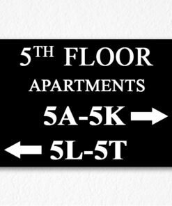 Floor Number and Apartment Directional Sign in Black