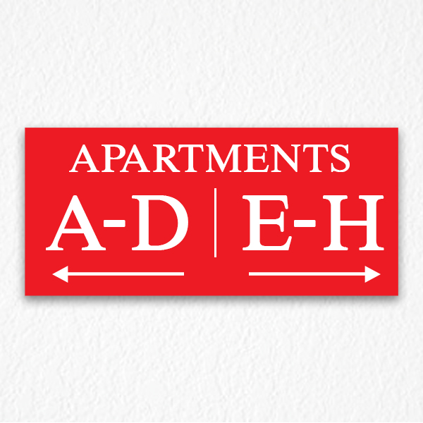 Apartment Number Directional Sign in Red