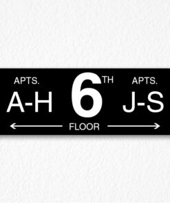 Where to Go Floor Number Sign in Black