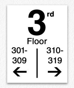 Floor Number Directory Sign in Black Text