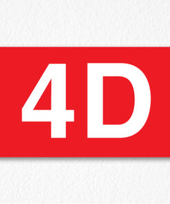 4D Room Number Sign in Red