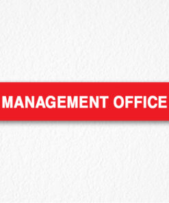 Management Office Sign on Red