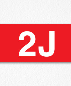 2J Room Number Sign in Red