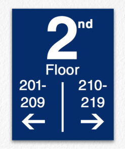 Floor Number Directional Sign in Blue
