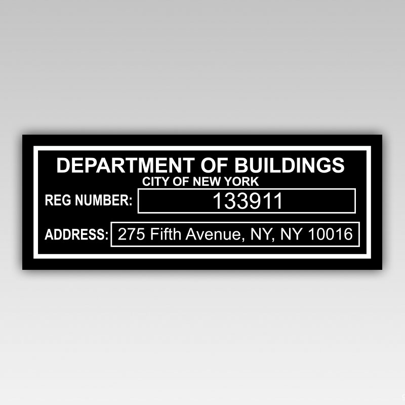 HPD Building Registration Number Sign