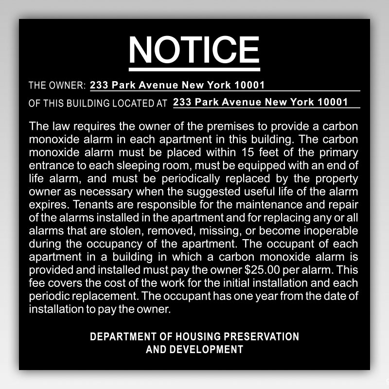 HPD Carbon Monoxide Notice