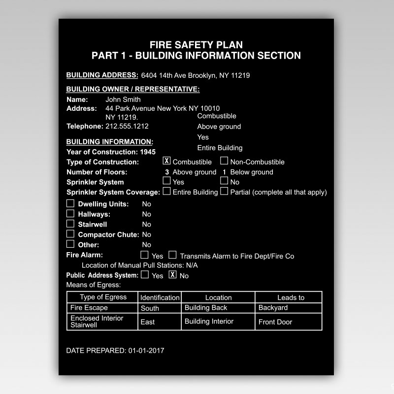 HPD Fire Safety Plan Sign