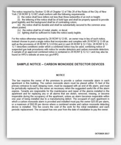 HPD carbon monoxide detector notice