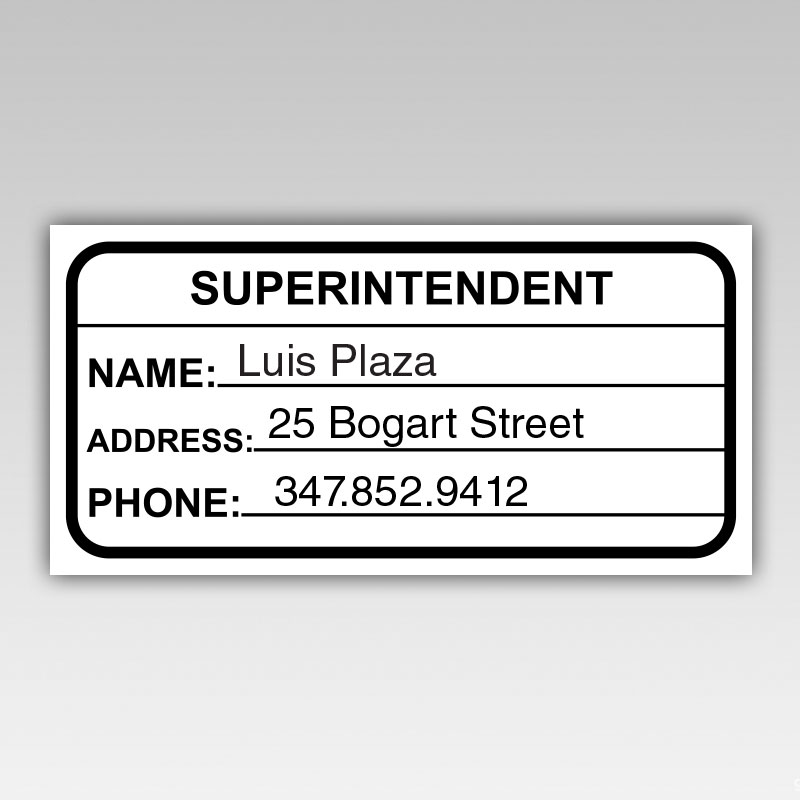 Building Superintendent Sign